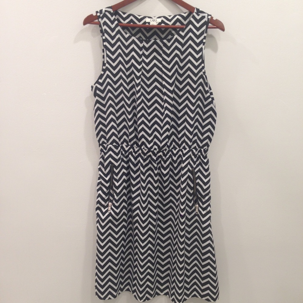 Cato Black and White Chevron Dress